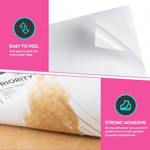 LuckyGuard 30 Sheets Full Sheet Label Sticker Paper, 8.5\" x 11\" White Blank Printable Sticker Paper for Laser Inkjet Printer, Matte Full Sheet Label Paper Self Adhesive Sticker Sheets
