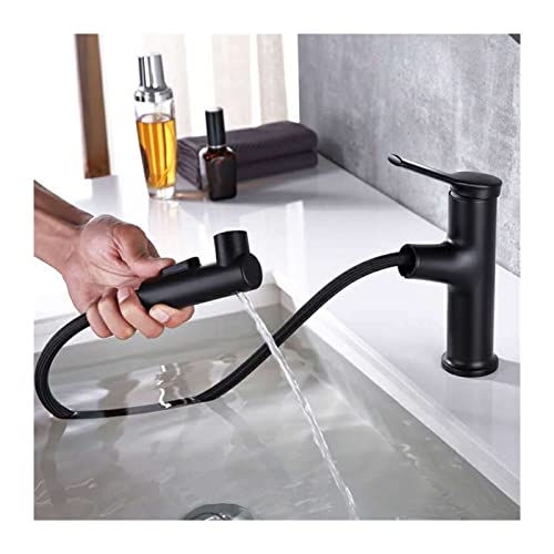 Mitigeur noir monotrou de salle de bain avec bec rétractable
