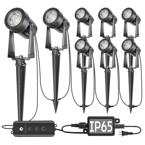 SUNTHIN Outdoor Landscape Lighting with Dusk to Dawn Sensor Controller, 8 Pack