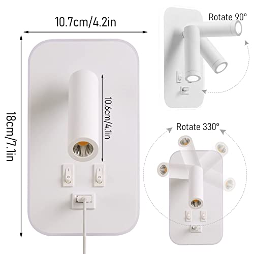 Aplique de pared ajustable con USB y luz de lectura LED Weigudoc 2