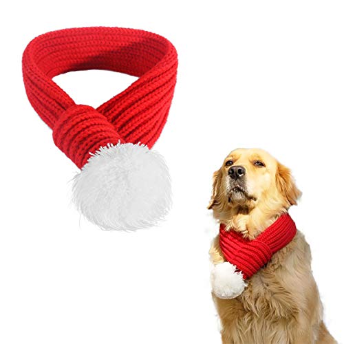 PEDOMUS Animale Domestico Costume di Natale Sciarpa Rossa Pet Sciarpa Animale Domestico Abbigliamento per Cani e Gatti (L)