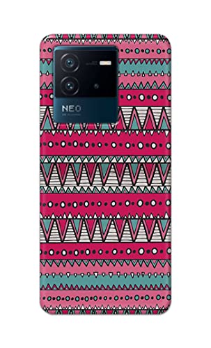 Image of Printed Hard Back Cover Case for Vivo iQOO Neo 6 5G Back Cover (Geometric Vintage Pattern) -1803