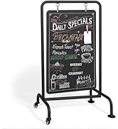 Ilyapa Rolling Modern Metal Double Sided Swinging Chalkboard Sidewalk Sign - 22 X 38 inch Black M...
