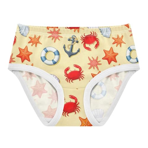Beach Crab Shell Starfish Yellow Toddler Girls's Underwear 2T 2302891