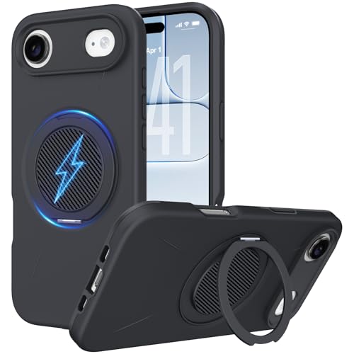 TLOMPLO �Ή� iPhone Air �p�� �P�[�X magsafe�Ή� 360°��]�X�^���h �ϏՌ� �ČRMIL�K�i ������ �����O�t�� ���C�����X�[�d�Ή� �A�C�t�H�� 17 air �p�J�o�[ �w��h�~ �����Y�ی� �� N525-IPair-01