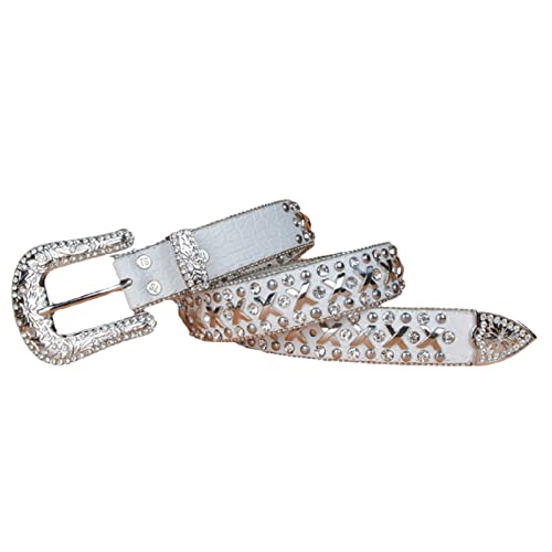 Ceinture cuir cowboy western strass cristaux pour jean robe de 3.8cm