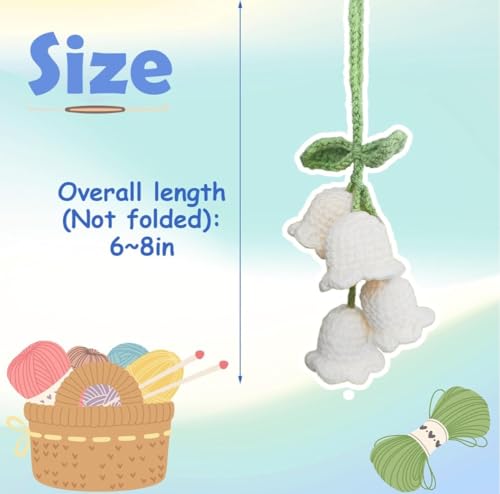 Image of VRB Dec 1 Pcs Crochet Flower for car Dashboard Decoration Items,Car Hanging Crochet Flower,Sunflower Decoration for Car,Car Mirror Hanging Accessories, (Hanging Tulip White Crochet - 1 Pcs)