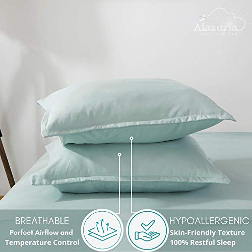Alazuria Bedding Duvet Cover 3 Piece Set 100% Washed Microfiber-Ultra Soft Breathable Hypoallergenic With Zipper Closure (1 Comforter Cover + 2 Pillow Shams) Green Tea Matcha, Queen #TOP4