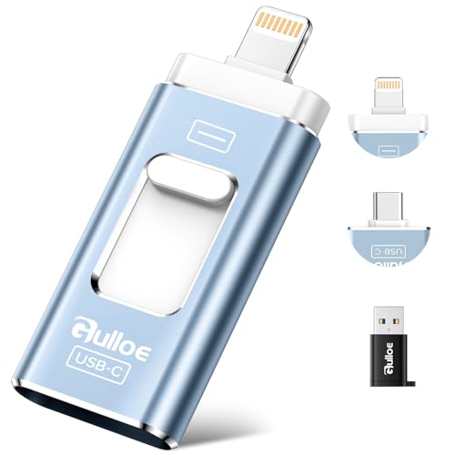 Image of Gulloe 512GB Dual Interface Flash Drive for Phone Storage Photos Videos, Phone USB Backup External Photo Memory Stick - No App Required, Compatible with iPhone, iPad, Android & PC (Mist Blue)