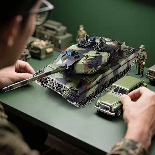 Image of 1 /16 RC Tank, Heng Long German Leopard 2 A6 RC Battle Army Toy with Smoke, Sound, Light, 2.4G Remote Control Tank That Shoots BBS with Upgraded Metal Tracks, Idler, Sprocket Wheel, Steel Gearbox