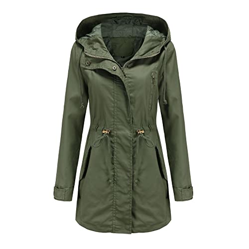 JMKEY Chubasquero para mujer, impermeable, largo, con capucha, forrado, cortavientos, chaquetas de viaje, style5, 3XL Cover