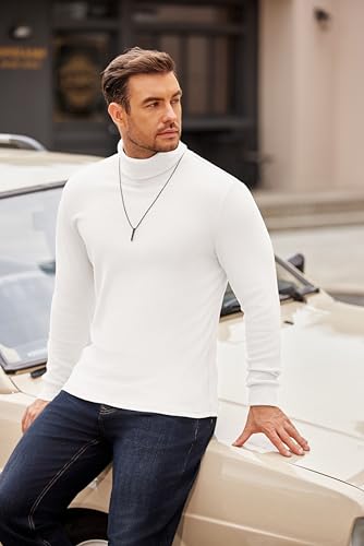 COOFANDY Men's Turtleneck Sweater Long Sleeve Casual Ribbed Knitted High Neck Pullover Sweaters2