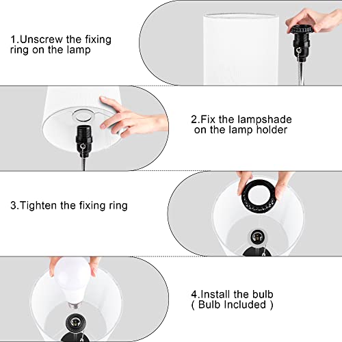 3 Color Temperature Bedside Table Lamps Set Of 2, Modern Small Lamp With Usb And Outlet, Bedroom Lamp For Nightstand With Chain Switch, White Desk Lamp For Living Room, Two Bulbs Included #TOP6