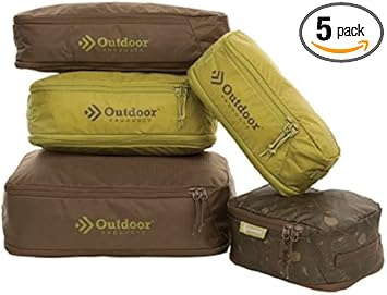 5 Piece Set Lightweight Expandable Travel Cubes for Luggage (Olive and Brown)