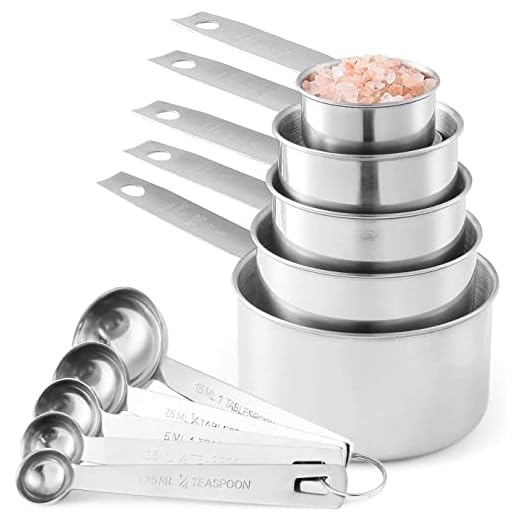 Stainless Steel Measuring Cups And Measuring Spoons 10-Piece Set, 5 Cups And 5 Spoons