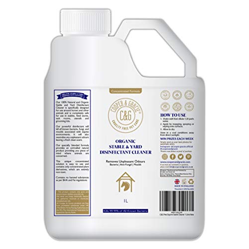 C&G Pets | ORGANIC STABLE & YARD CLEANER 1 LITRE | PLANT DERIVATIVES SAFE AROUND EQUINE | REMOVES UNPLEASANT ODOUR | INSTANT ACTION AGAINST BACTERIA FUNGI AND MOULD