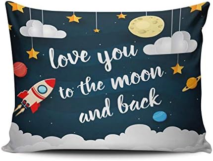 WEINIYA Bedroom Custom Decor Love You to The Moon and Back Colorful Throw Pillow Cover Cushion Case Fashion One Sided Printed Design Boudoir 12x16 Inches