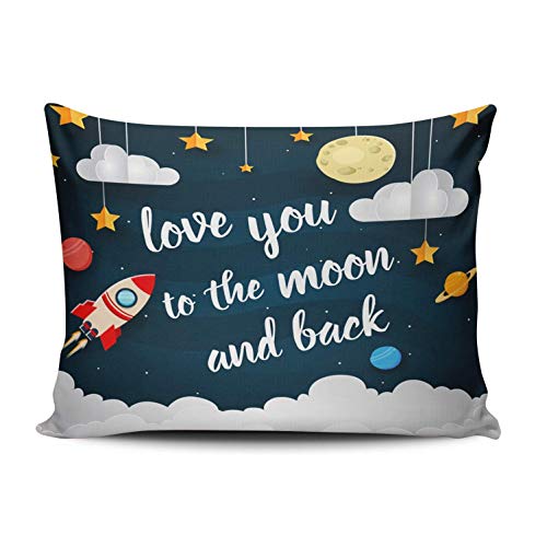Weiniya Bedroom Custom Decor Love You To The Moon And Back Colorful Throw Pillow Cover Cushion Case Fashion One Sided Printed Design Boudoir 12X16 Inches #TOP1