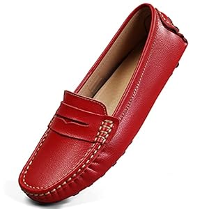 Artisure Women’s Classic Comfort Leather Penny Loafers Casual Slip-Ons Lightweight Walking Flats Driving Mocs Boat Shoes