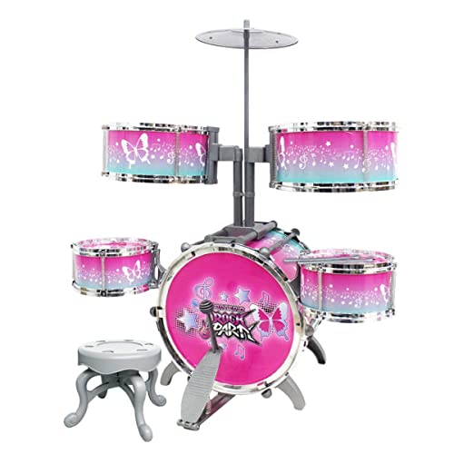 Bateria Infantil Rock Party Rosa 51cm, DM Toys