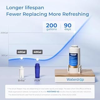 Waterdrop Electric Water Filter Pitcher, Reduce 99.6% of Lead and 45+ Impurities, 200-Gallon Rechargeable Water Dispenser, Instant 15-Cup Countertop System, NSF/ANSI 401&53&42&372, NOT Reduce TDS