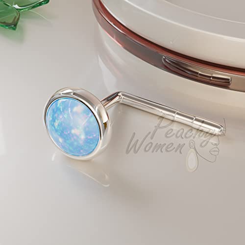 925 Silver Tragus Ear Piercing Blue Opal - L Shape Tragus Stud 22 Gauge - Handmade Ear Jewelry #TOP3