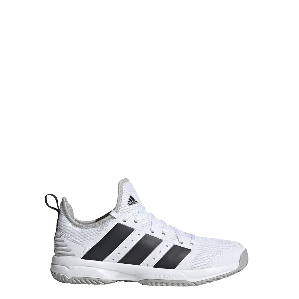 adidas Stabil Indoor Running Shoe, White/Black/Grey, 1 US Unisex Little Kid