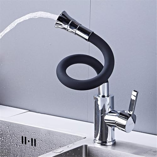 Robinet de cuisine pivotant noir double jet avec bec extensible haute pression