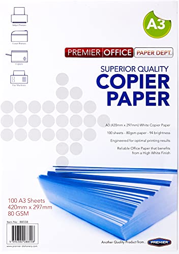 Premier Stationery Depot - Papel para fotocopiadora (paquete de 100hojas, A3, 80g/m)