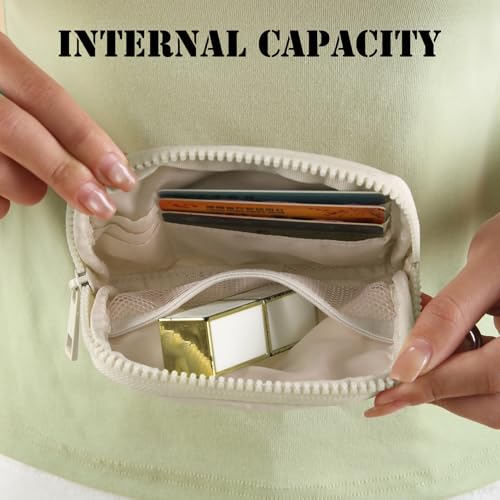 Image of The Iris Wallet Zipper Mini Coin Purse Keychain ID Holder Wallet | Zip Card Case with ID Window Purses for Women Mini Portable Keychain Wallet,Beige with Lanyard