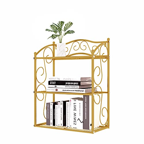 Yadoolife Metal Wire Wall Shelf Unit, 3-Tier Wall Mounted Gold Floating Shelves With Liners, Hanging/Standing Storage Shelving Rack For Pantry Bathroom Office Home Organization #TOP7