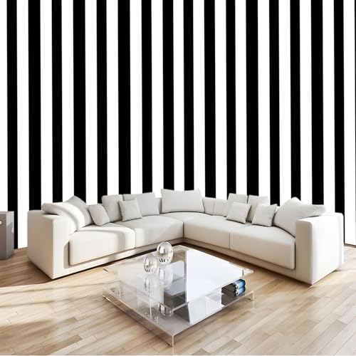 Moda Art Papel Tapiz Rayas Geométricas Blancas Y Negras Arte 3D Mural De Papel Pintado Fotomural Decoración De Papel Tapiz Fondo de Pared de Tv de Fotografía