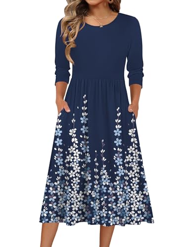 Zeagoo Wedding Guest Dress for Women Elastic Waist Lightweight Midi