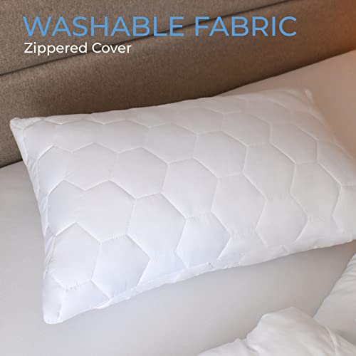 Platinum Plus Quilted Bed Pillows For Sleeping Queen Size 4 Pack Pillows, Microfiber Washable Queen Size Pillows Set Of 4 #TOP6
