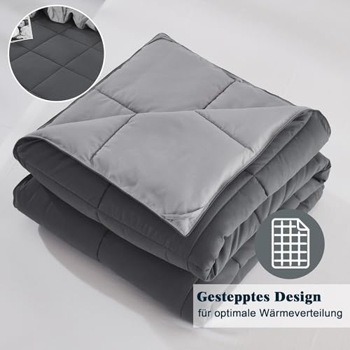 HIG Sommerdecke 155x220 cm + 2X Kissenbezüge 80x80 cm, leichte Bettdecke ohne Bezug für Sommer, Steppbett mit 150 GSM Füllung, waschbar… – Ansicht 6