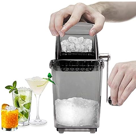 CZ-XING Ice Crusher Manual Rotary Ice Crusher Cocktails Slush Machine Ice Cube Crushed Smoothies Ice Crusher Machine Home 1.25L Chrome Plated Ice Grinder Ice Cube Drinks Chopper Stirrer (Gray) Cover