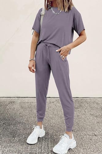 PRETTYGARDEN Women's Two Piece Sets 2025 Summer Spring Jogger Pants Travel Vacation Lounge Outfits Airplane Matching Clothes