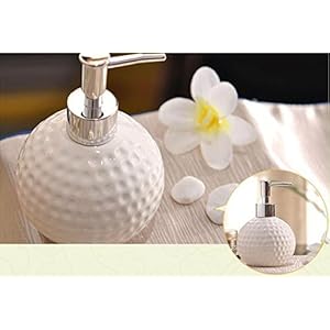 HOMIES INTERNATIONAL Carved Ceramic and Plastic Liquid Soap Dispenser (Standard Size, White)