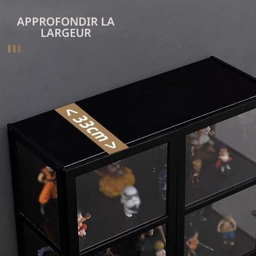 Vitrine en Bambou avec Portes en Acrylique, Meuble de Rangement 4/5 Niveaux, Armoire d’Exposition pour Collections, bibliothèque vitrée Moderne,pour Salon, Chambre ou vitrine à trophées