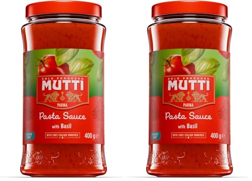 Image of Mutti Parma Pasta Sauce with Basil • Italian Tomato Sauce with Genovese Basil PDO, 14.11 oz ℮ 400 g (Pack of 2)