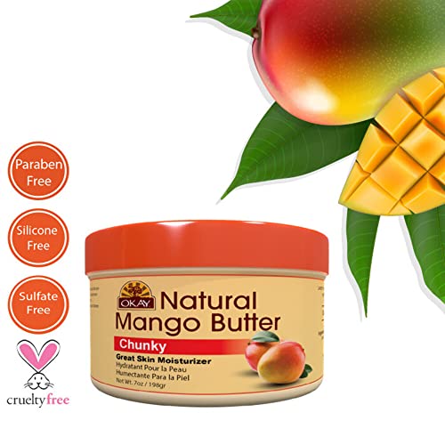 Okay | Mango Butter Chunks | For Hair And Skin | Revive And Hydrate Dry Hair | Moisturize & Soothe Skin | 100% Pure | 8 Oz #TOP24