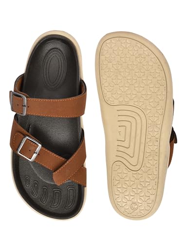 Image of HEALTH FIT Extra Soft Premium Classic Cushion Sliders /with Adjustable Buckle Strap & Light Weight Anti-SkidWaterproof Luxurious Slippers for Men's HF119