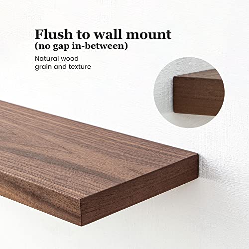 Fun Memories Floating Shelves 36 Inches Long, 8" Deep Wooden Shelf For Wall, Rustic Walnut Wall Shelves For Home Decor & Storage, Floating Book Shelves Display Shelf For Living Room, Bedroom, Kitchen #TOP4