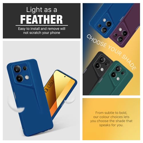 Image of WOW IMAGINE Slim Back Cover for Xiaomi Mi Redmi Note 13 5G | Blade Series Ultra Thin Case with Lightweight Design | Camera Protection | Soft Matte Silicone Flexible Mobile Case - Blue