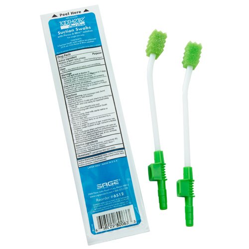 Toothette Oral Care Single Use Suction Swab System with Perox-A-Mint Solution - Each (1 System)   Case of 100 Systems