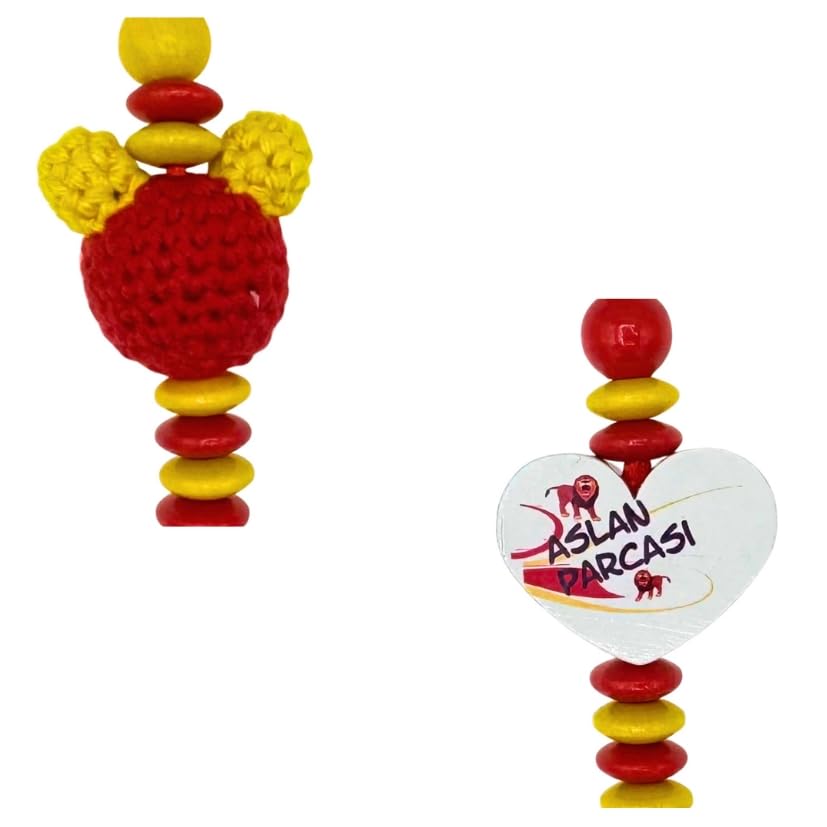 Set Nuckelkette + Kinderwagenkette mit Namen " für GALATASARAY Fan - ASLAN PARCASI - MAUS " Rot Gelb/Baby/Unisex/Personalisiert/HANDMADE