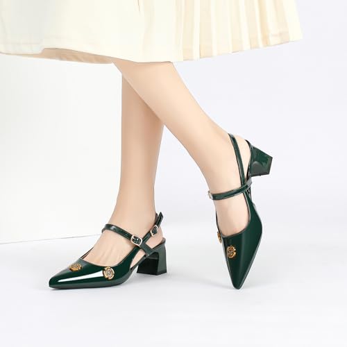 Heels for Women Block Chunky Platform High Heels Closed Pointed Toe Ankle Strap Dressy Comfortable Formal Dress Pump Shoes
