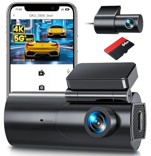 GKU Dash Cam Front and Rear Camera – 4K+1080P Dual