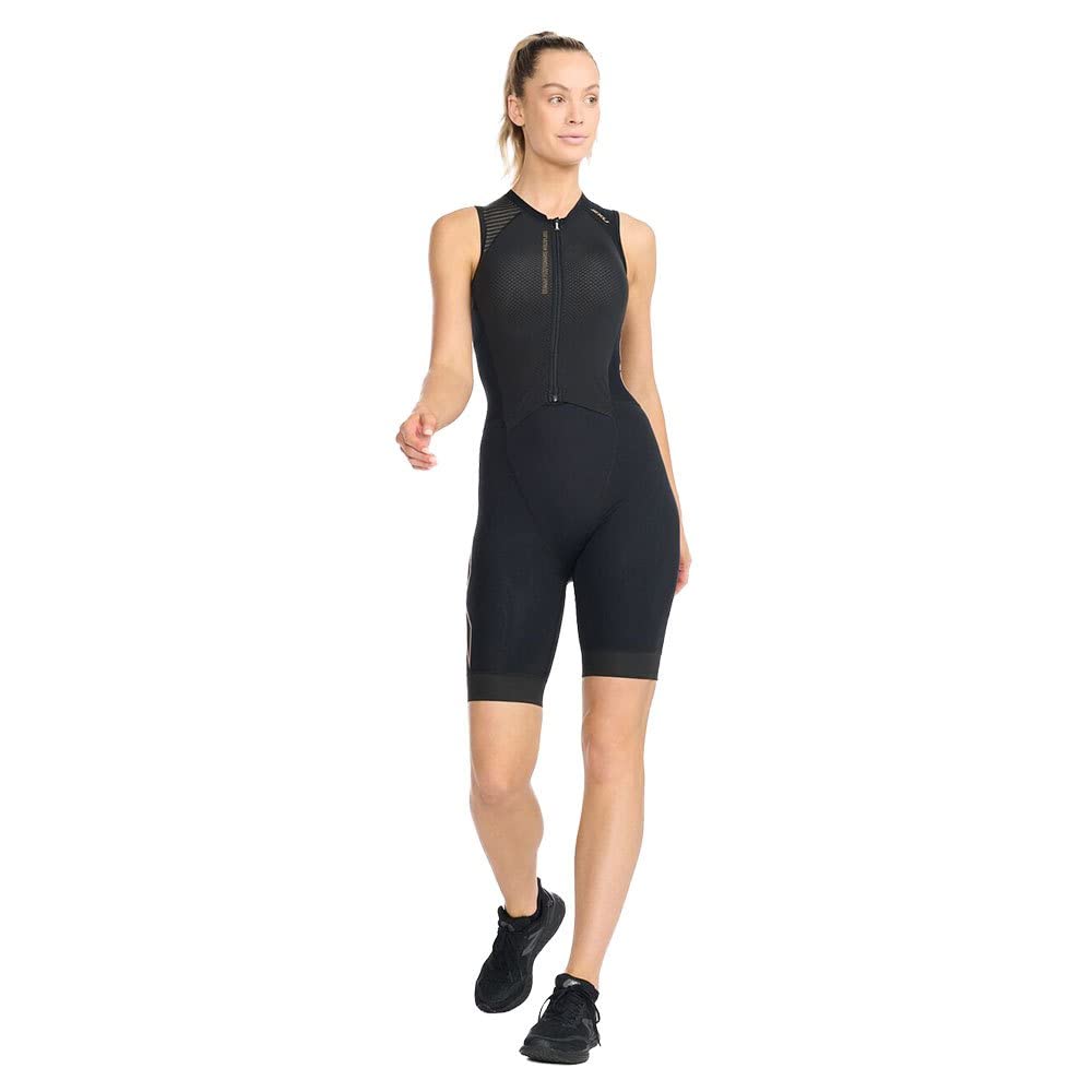 2XU Damen-Trianzug mit Reißverschluss vorne, Schwarz/Gold, Größe L