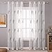 MIULEE Vorhänge Wohnzimmer mit Grau und Weiß Blätter Muster, Schöne Stickerei Gardinen Fenster, Vorhang Transparent mit Ösen, 2er Set Modern Schlafzimmer Vorhänge, Jeder H 245 X B 140 cm Mode im günstig Kaufen-MIULEE Vorhänge Wohnzimmer mit Grau und Weiß Blätter Muster, Schöne Stickerei Gardinen Fenster, Vorhang Transparent mit Ösen, 2er Set Modern Schlafzimmer Vorhänge, Jeder H 245 X B 140 cm